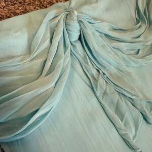 Twik x Simons Light Blue Strapless Tiered Pleated Maxi Dress